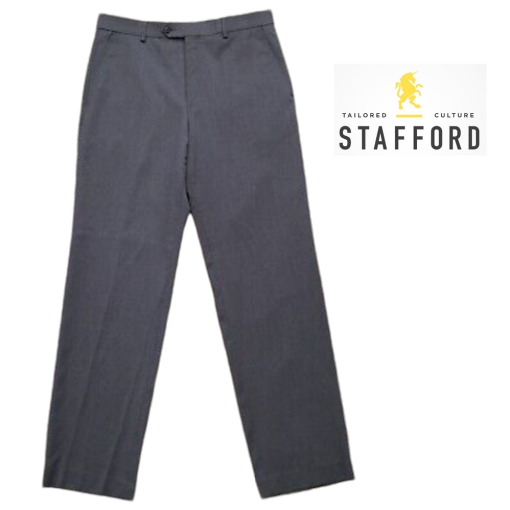 Stafford Classic Fit Pleated Travel Trousers (Dark Grey)